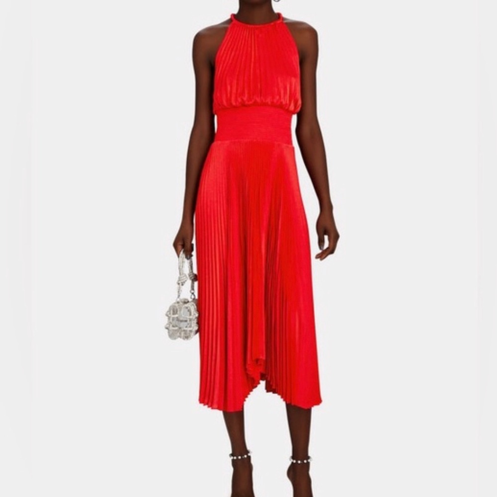 NWOT A.L.C. Renzo II Satin Pleated Dress Red Size 4